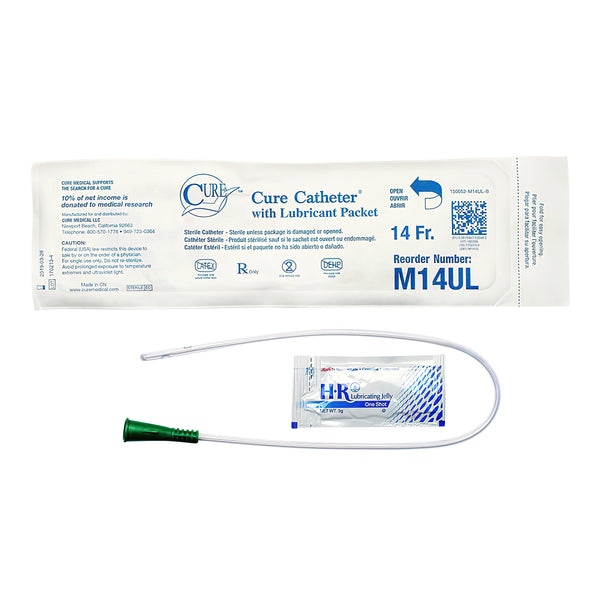 Cure Pocket U-Shaped Straight Tip Intermittent Catheter with Lubricant -  Male