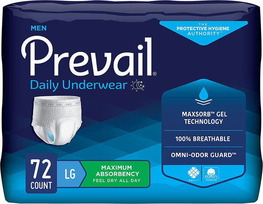 Prevail for Men Protective Underwear - Maximum Absorbency - White